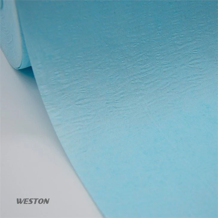 Low lint printer cleaning SMT cleanroom wipe mother rolls creped turquoise color (5)